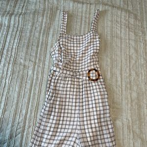Size small white plaid jumpsuit